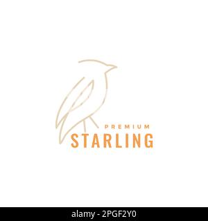 starling bird line modern logo design vector Stock Vector