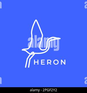 beauty flying bird heron long leg long peak line modern logo design vector Stock Vector