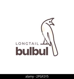 exotic bird long tails bulbul line abstract modern logo design vector Stock Vector