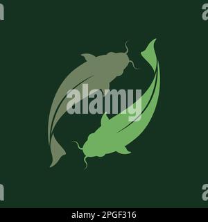 yin and yang catfish taste spicy street food colorful logo design vector Stock Vector