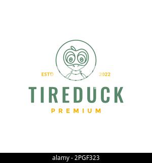 animal poultry duck tired lazy mascot cartoon minimal logo design vector Stock Vector