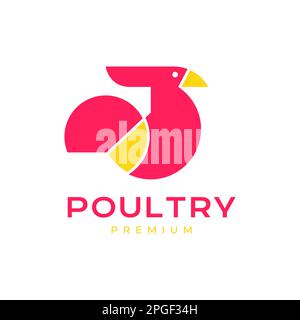 red flat modern minimal rooster logo design vector graphic symbol icon ...