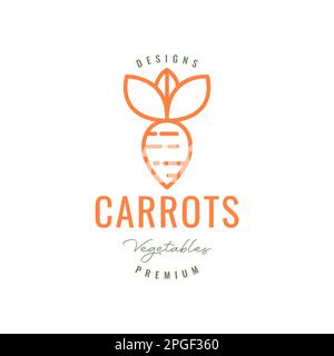 fresh vegetable carrot geometric minimal line circle logo design vector Stock Vector