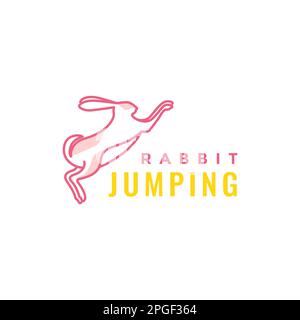 rabbits hare bunny jump pets feminine line modern abstract logo design vector Stock Vector