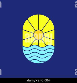 shine sun water sea modern minimal badge colorful abstract logo design vector Stock Vector