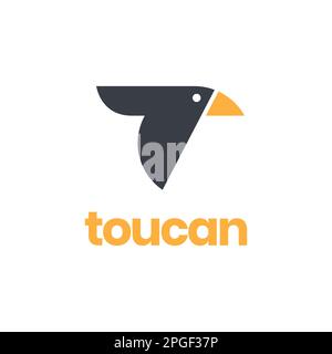 flying bird toucan beak wings geometric modern logo design vector Stock Vector
