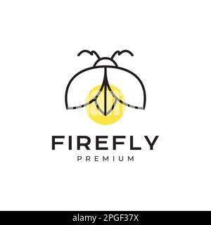 animal insect firefly light shine lamp modern minimal logo design vector Stock Vector