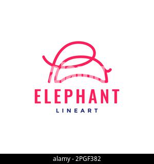 giant animal forest savanna elephant minimal modern line logo design vector Stock Vector