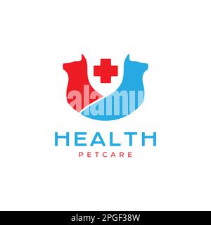 medical cross hospital clinic healthcare pets cat dog rabbits bird colorful logo design vector Stock Vector