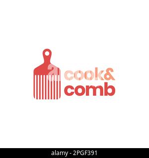 fashion comb cutting board kitchen cooking food logo design vector Stock Vector