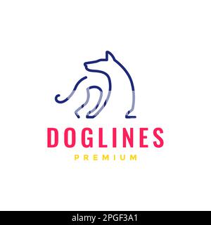 pets dog puppy canine modern line shape simple unique logo design vector Stock Vector