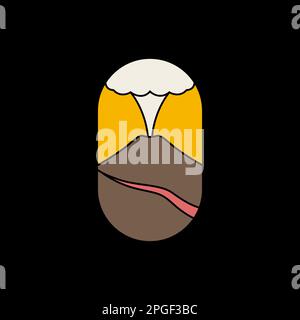 nature outdoor mountain volcano eruption badge modern logo design vector Stock Vector