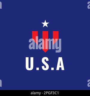 usa red and star insignia badge shield modern minimal logo design vector Stock Vector