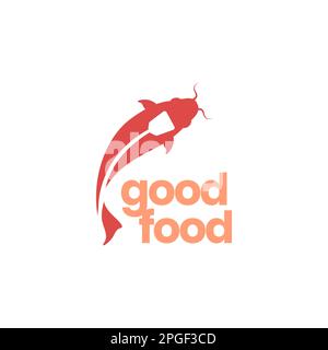 food cooking catfish spatula fried street food taste modern logo design vector Stock Vector