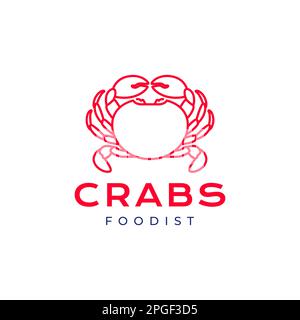 crabs seafood cooking fried crunch taste food line minimal modern logo design vector Stock Vector