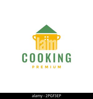 crock cooking home kitchen food modern logo design vector Stock Vector
