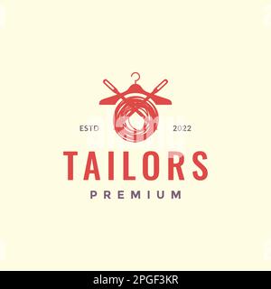 needle thread hanger tailor cloth professional logo design vector Stock Vector