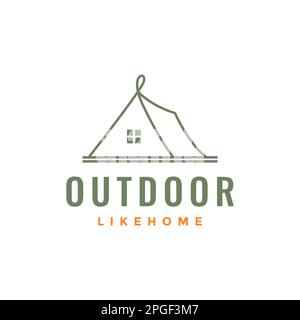 outdoor holiday camp tent relax nature minimal logo design vector Stock Vector