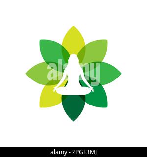 women female soul treatment healthcare wellness yoga leaves abstract colorful logo design vector Stock Vector
