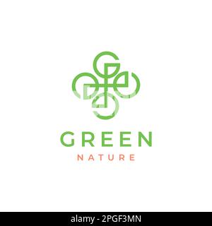 circle green nature recycle leaves geometric logo design vector Stock Vector