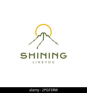 morning village sunrise mountain sun shine minimal modern logo design vector Stock Vector