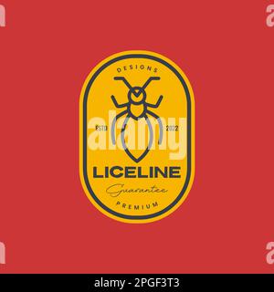 animal insect lice line minimal badge vintage logo design vector Stock Vector