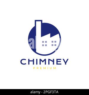 roof home chimney smoke modern architect circle logo design vector Stock Vector