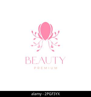 beauty plant flowers rose blossom feminine minimal logo design vector Stock Vector