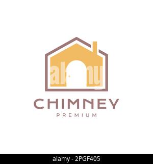 home house chimney smoke kitchen minimalist architect modern simple logo design vector Stock Vector