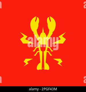 shrimp lobster claw spatula cooking taste spicy food menu seafood logo design vector Stock Vector