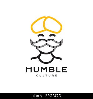 people culture old man mustache headgear turbans smile mascot logo design vector Stock Vector