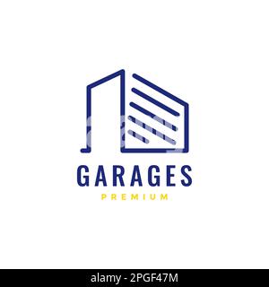 garage architect structure modern minimalist line logo design vector Stock Vector