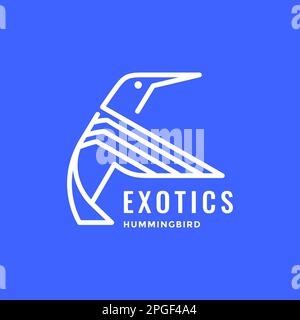 exotics bird hummingbird flying polygonal geometric modern minimal logo design vector Stock Vector