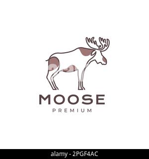 wildlife animal herbivore moose deer strong line art abstract colorful logo design vector Stock Vector