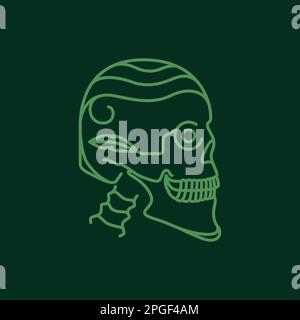 skull cranium brain pan bones leaves nature minimal logo design vector Stock Vector