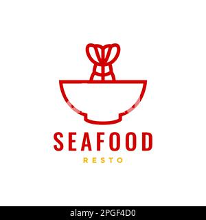 seafood shrimp lobster bowl soup taste spicy restaurant food menu modern minimal logo design vector Stock Vector