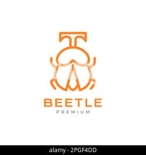 animal insect beetle lines art modern minimalist logo design vector Stock Vector