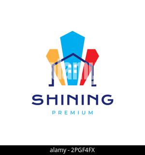 home house real estate shine construction modern colorful logo design vector Stock Vector