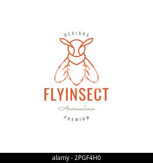 insect fly animal lines minimal hipster logo design vector Stock Vector