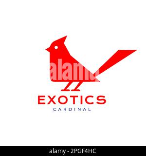 exotic bird cardinal red modern shape clean logo design vector Stock Vector