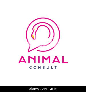 animal secure flamingo consulting talk modern minimal logo design vector Stock Vector