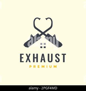 exhaust motorcycle garage home service restoration logo design design Stock Vector