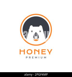 animal honey bear face modern circle geometric mascot cute logo design vector Stock Vector