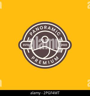 panoramic mountain sun outdoor modern circle badge logo design vector Stock Vector