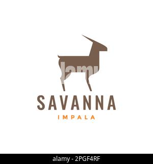 savanna animal impala long horn modern minimal logo design vector Stock Vector