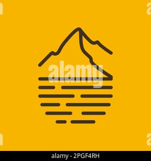 nature outdoor mountain water sea ocean lake line minimalist logo design vector Stock Vector