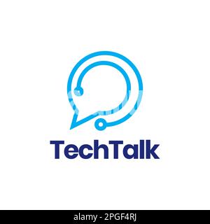 chat talk consulting modern technology connecting minimal logo design vector Stock Vector