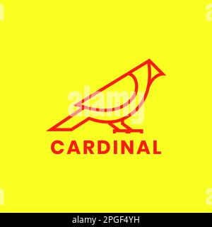 bird exotics cardinal red minimal line modern flat logo design design Stock Vector