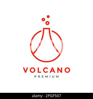 nature mountain eruption volcano geometric line circle modern logo design vector Stock Vector