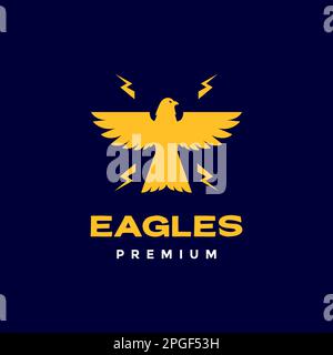 flying freedom bird eagle thunderbolt modern shape simple logo design vector Stock Vector